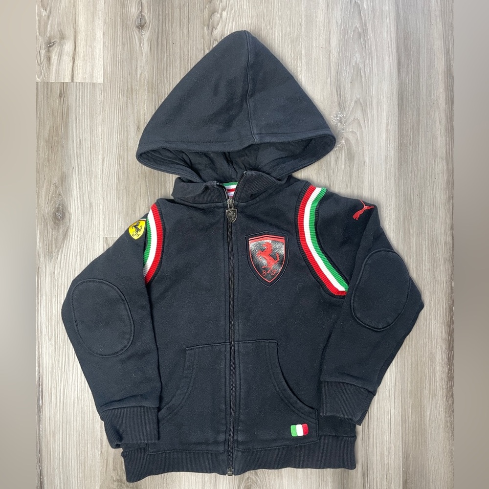 Puma Scuderia x Ferrari Race Italy Logo Full Zip Sweatshirt Hoodie Boys Size 5